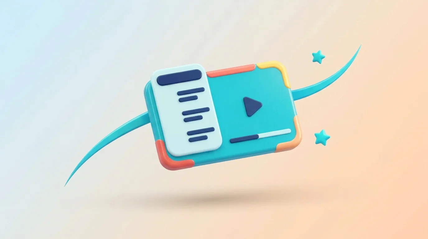 Abstract illustration of a text playlist turning into a grid of channel tiles
